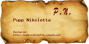 Pupp Nikoletta névjegykártya